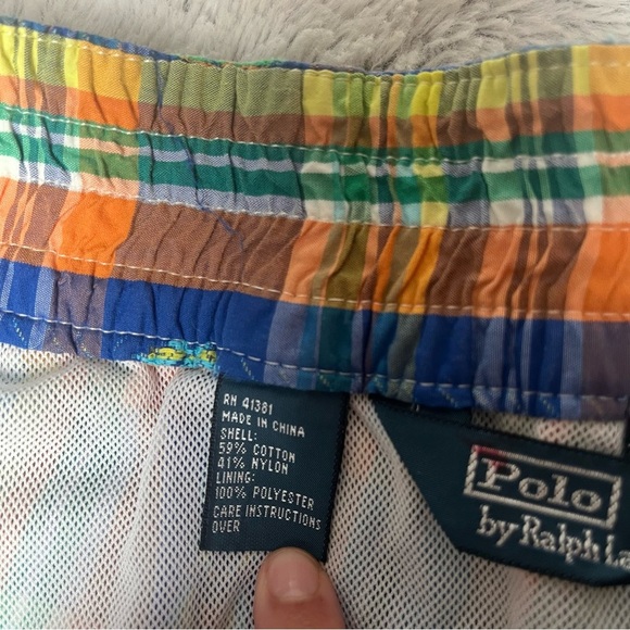Polo Ralph Lauren Swim Trunks Mesh-Lined Southwest Aztec Blue Orange Plaid Men M - Picture 6 of 12